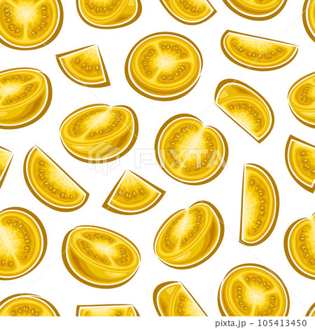 Vector Yellow Tomato seamless pattern Vector Yellow Tomato seamless pattern 105413450