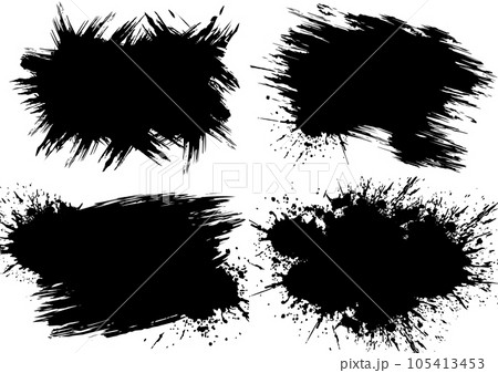 Abstract grunge texture backgrounds set, rough edge frame, scratch border, black and white vector illustration template for wallpaper, poster, banner, web site. 105413453