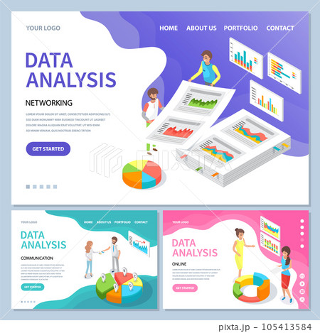 Employees analyze statistical indicators, business data. Characters work with marketing research 105413584