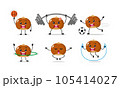 Hazelnut Exercise Different Sport Activity Vector Illustration Sticker. Nut Many Face expression set.	 105414027