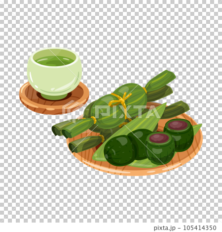 Green tea Sasa dumplings 1 strained bean paste Green tea Sasa dumplings 1 strained bean paste 105414350