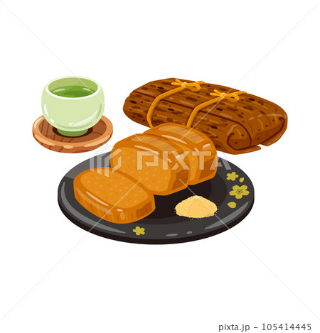 お茶 あくまき きな粉2 お茶 あくまき きな粉2 105414445