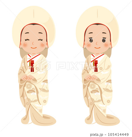 和髪　白無垢　綿帽子　笑顔の女性 105414449