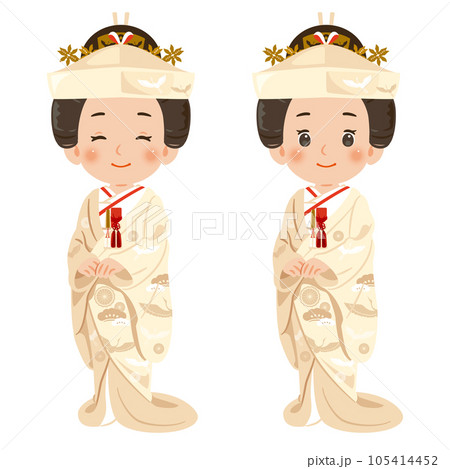 和髪 白無垢 角隠し 笑顔の女性 和髪 白無垢 角隠し 笑顔の女性 105414452