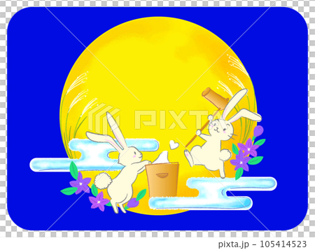 Full moon and rabbit background blue 105414523