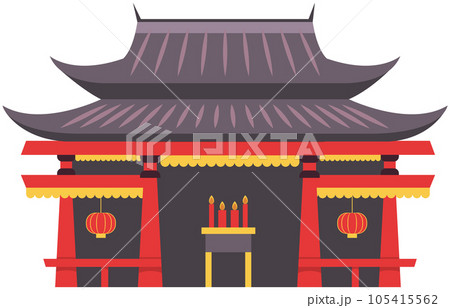 Asian or Chinese building or temple in traditional style isolated on white. Pagoda ancient house 105415562
