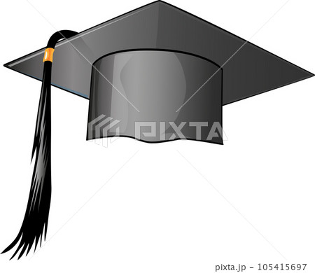 Graduation university or college black cap realistic vector illustration isolated on white background. Graduation university or college black cap realistic vector illustration isolated on white background. 105415697