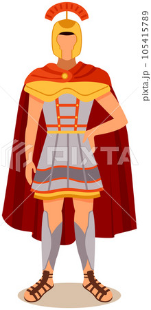 Roman legionary isolated on white. Legionnaire warrior soldier greek roman retro vintage character 105415789