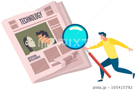 Vintage newspaper of technology. News articles newsprint magazine old design. Printing text in preess Vintage newspaper of technology. News articles newsprint magazine old design. Printing text in preess 105415792