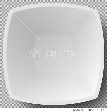 Empty white porcelain plate. Square dishware for serving dishes. Cookware china crockery 3d element 105415813