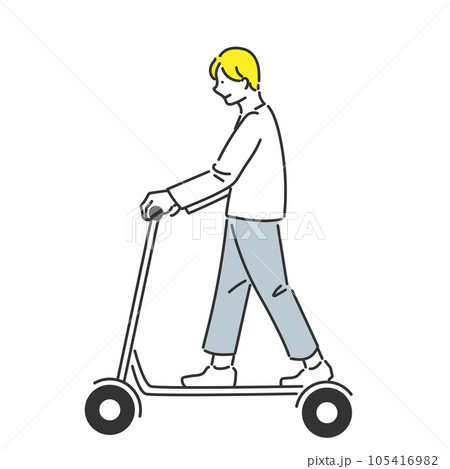 キックボードに乗る男性のイラスト 105416982