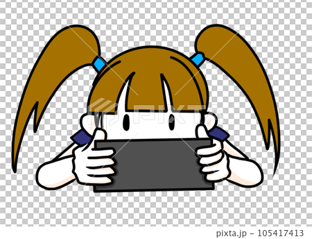 寝ながら携帯見る女の子 寝ながら携帯見る女の子 105417413