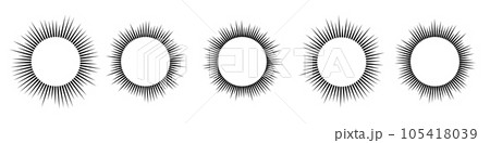 Sonic Circle Icons Collection. Graphic patterns music waves and radio sound lines. Visuals in a round, spiral form. Flat vector illustrations isolated on white background. Sonic Circle Icons Collection. Graphic patterns music waves and radio sound lines. Visuals in a round, spiral form. Flat vector illustrations isolated on white background. 105418039