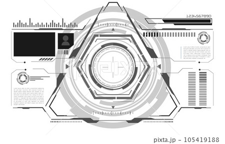 HUD sci-fi interface screen monochrome view design virtual reality futuristic technology display vector HUD sci-fi interface screen monochrome view design virtual reality futuristic technology display vector 105419188