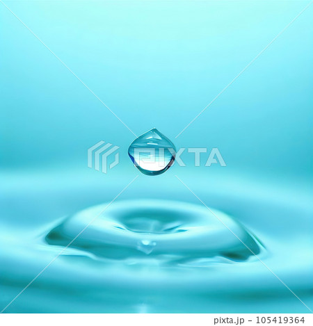 drop of water isolated in a cyan background . 105419364