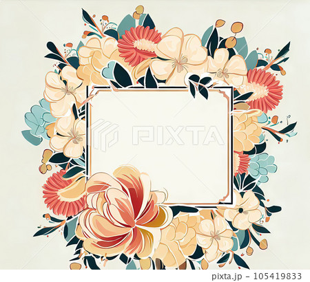 Illustration of flower composition frame pattern bouquet 105419833