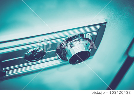 closeup rotation dial number key lock on safe box for security code image concept 105420458