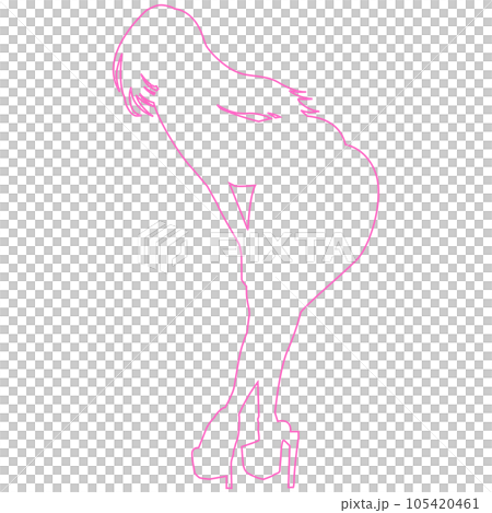 セクシーな女性のポーズシルエットのイラスト素材の線画 ベクター セクシーな女性のポーズシルエットのイラスト素材の線画 ベクター 105420461