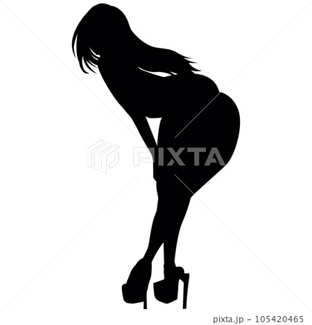 Full body silhouette of a woman posing while - Stock Illustration  [104821395] - PIXTA