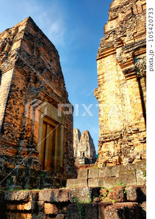 Brick towers of the ancient Khmer temple of Pre Rup in Cambodia. 105420733