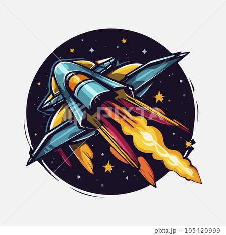 Starship logo. Space satelite retro shuttle moon discovery logotypes of observatory vector badges isolated. Shuttle and satellite, spaceship and rocket adventure illustration Starship logo. Space satelite retro shuttle moon discovery logotypes of observatory vector badges isolated. Shuttle and satellite, spaceship and rocket adventure illustration 105420999