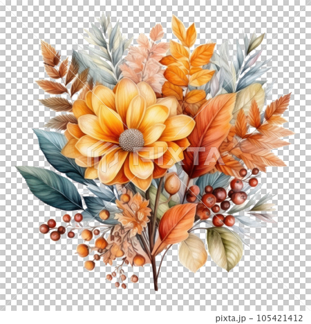 Watercolor colorful autumn bouquet isolated Watercolor colorful autumn bouquet isolated 105421412
