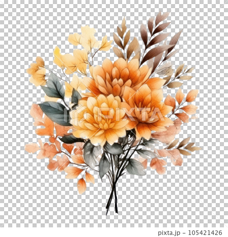Watercolor colorful autumn bouquet isolated Watercolor colorful autumn bouquet isolated 105421426