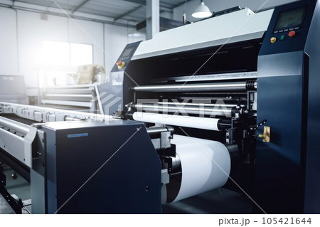 Modern printing machine press. Paper equipment. Generate AI 105421644