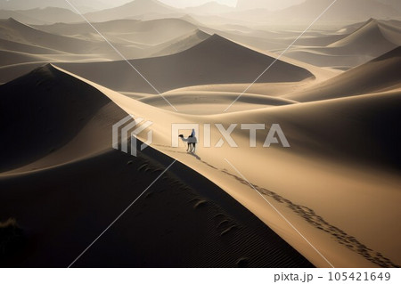 Mirage landscape desert dune. Tourism adventure. Generate AI 105421649