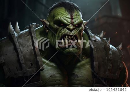 Green orc demon. Warrior creature. Generate Ai Green orc demon. Warrior creature. Generate Ai 105421842