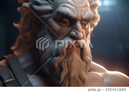 God zeus character view. Strong male. Fictional person. Generate Ai 105421889