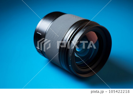 Camera lens blue. Digital media. Generate Ai 105422218