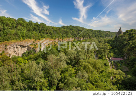 Smotrych river canyon in Kamianets-Podilskyi, Ukraine. 105422322