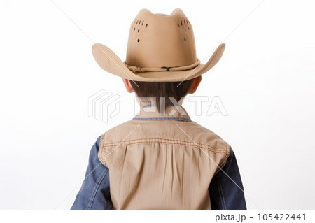 Back view cowboy boy costume. West person. Generate Ai Back view cowboy boy costume. West person. Generate Ai 105422441