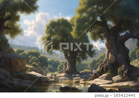 Ancient greece landscape nature. Travel city. Generate Ai Ancient greece landscape nature. Travel city. Generate Ai 105422445