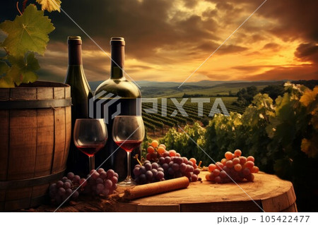 Wine table vineyard snack. Grape french. Generate Ai 105422477
