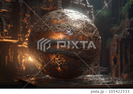 Scifi sphere realistic. Digital city. Generate Ai 105422533