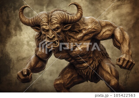 Minotaur monster fantasy. Model bull predator. Generate Ai Minotaur monster fantasy. Model bull predator. Generate Ai 105422563