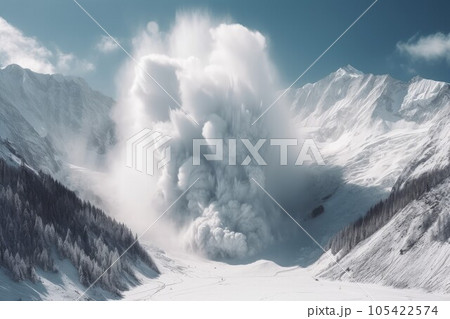 Massive avalanche mountains snow. Nature motion. Generate Ai Massive avalanche mountains snow. Nature motion. Generate Ai 105422574
