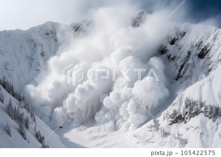 Massive avalanche mountains. Nature ice hiking. Generate Ai 105422575