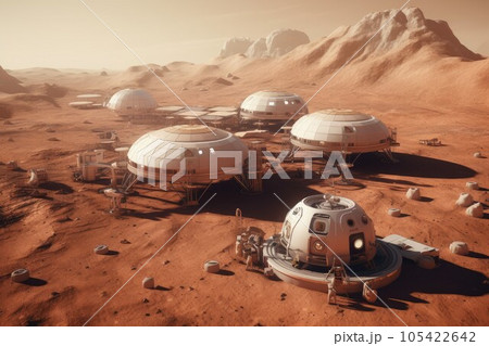 Colony base Mars desert. Mission expedition. Generate Ai Colony base Mars desert. Mission expedition. Generate Ai 105422642