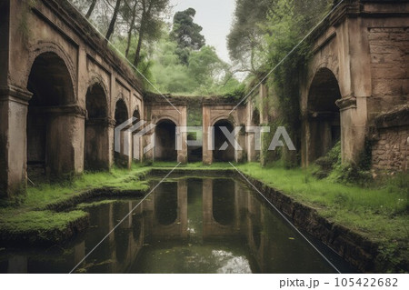 Ancient cistern ruins. History palace water. Generate Ai Ancient cistern ruins. History palace water. Generate Ai 105422682