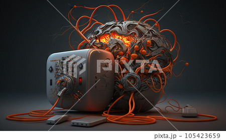 Digital brain machine - Artificial intelligence - generative AI, AI generated 105423659