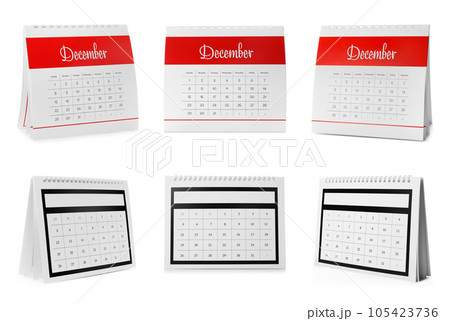 Set of different paper calendars on white background Set of different paper calendars on white background 105423736