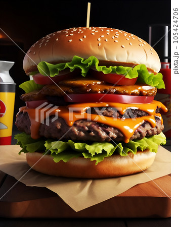 美味しそうなハンバーガー[AI生成画像] 105424706