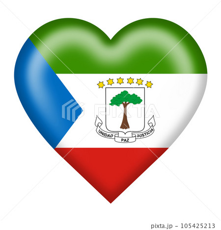 Equatorial Guinea flag heart button with clipping path 3d illustration Equatorial Guinea flag heart button with clipping path 3d illustration 105425213