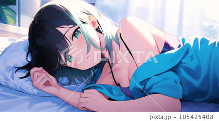 寝転んでいる女性 [AI生成画像] 105425408