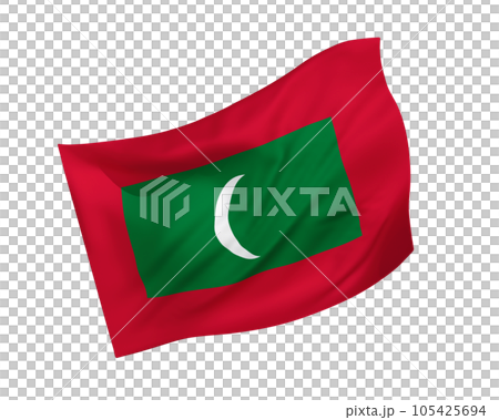 簡單的 3D 馬爾代夫國旗在風中飄揚 105425694