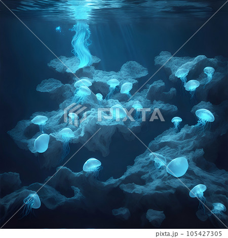 水中のクラゲ[AI生成画像] 105427305
