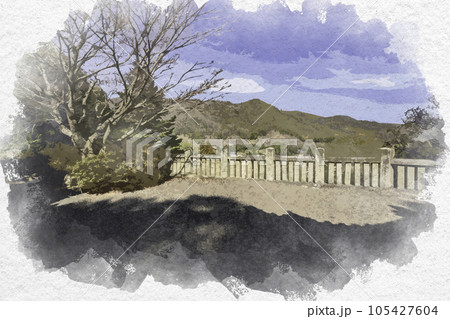 水彩画風　太老神社　境内　岡山県浅口市 105427604